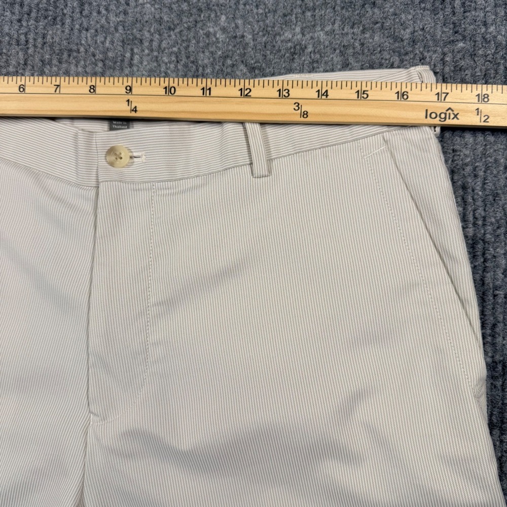 Peter Millar Crown Sport Mens 34 Wicking Micro Stripe Golf Shorts Tan White - Picture 4 of 10